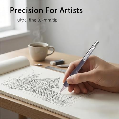 2Pcs 0.7 mm Metal Mechanical Pencils Set,Lead Drafting Pencil with 2 Tube Lead Refills for Art Writing, Sketching Drawing - size: 0.7mm