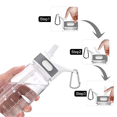 Sports Water Bottle with Straw 800ML Bike Water Bottles Reusable Water Jug 28 OZ Hydro Jug BPA-Free Wide Mouth Water Bottle with Handle for Fitness Outdoor Hiking Camping Dishwasher Safe - color: 800ml clear