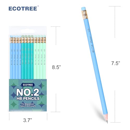 ECOTREE Pencils #2 Pre-Sharpened Pencils for Kids Number 2 Pencil with Erasers for School, Writing, 24 Count - color: Blue & Green, style: 24 COUNT