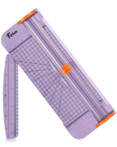 Firbon Purple A4 Paper Cutter, 12 Inch Titanium Straight Paper Trimmer with Side Ruler for Scrapbooking Craft, Paper, Coupon, Label, Cardstock - color: Light Purple