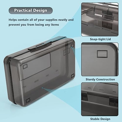 Pencil Box, Large Capacity Pencil Case, Plastic Pencil Boxs for Kids Girls Boys Adults, Hard Crayon Box Storage with Snap-Tight Lid for School Office Supplies - color: Grey