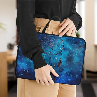 Laptop Sleeve Bag with Handle Computer Protective Soft Cover Case for 14 Inch 13 Inch Laptop,Blue Dream Catcher - color: Blue Dream Catcher
