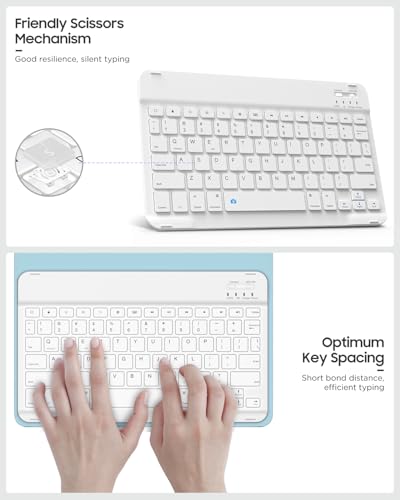 MoKo Universal Tablet Case with QWERTY Keyboard for 9",9.7",10.1",10.2",10.4",10.5",10.9" Tablet, with Removable Wireless Bluetooth Keyboard&Pen Holder for iPad, Samsung, Fire, Pixel, Other, Sky Blue - color: Sky Blue