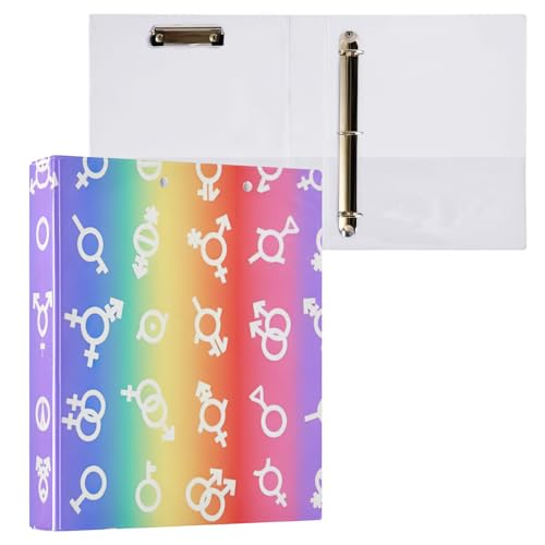 Round Ring Binders 3 Ring Binder 1.5 Inch with Anti-Slip Metal Clip Basic Binder Notebook for School Office Supplies Pride Flag LGBT, 1 Pack - color: Pride Flag Lgbt, size: 1 Pack