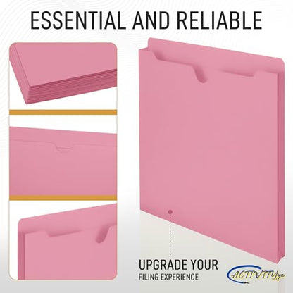 Pink File Jackets, 1 Inch Expansion, Letter Size, Reinforced Straight-Cut Tab, 6 Pack - color: Pink, style: 1 Inch Expansion