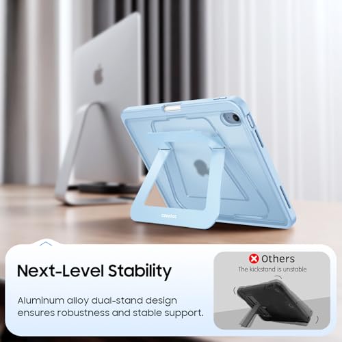 Fintie Shockproof Case for iPad (A16) 11th Generation 11 Inch (2025), iPad 10th Generation 10.9 Inch (2022) - [Built-in Pencil Holder] Slim Frosted Hard Cover with Multi-Angle Kickstand, Sky Blue - color: Sky Blue