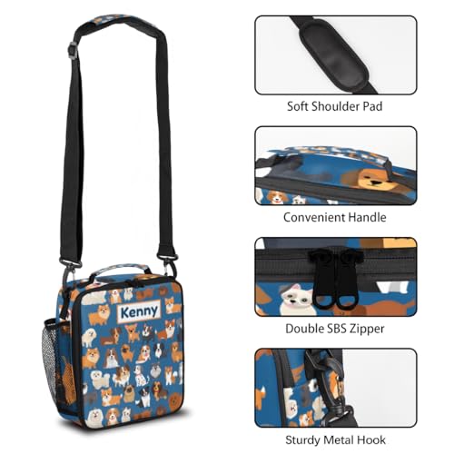 Custom Lunch Bag with Name, Personalized Name Insulated Lunch Bag Reusable Leakproof Kids Lunch Box for Girls Boys Cooler Tote Bag with Adjustable Shoulder Strap for School Picnic Work - color: Customized