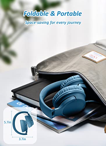 DyBaxa Kids Headphones Wired, Foldable On Ear Headset, Volume Limiter 94dB, Over-Ear Headphones for Kids School Online Classes Travel Children, 3.5mm Jack Compatible Smartphones Tablet, Dark Blue - color: Pacific Blue