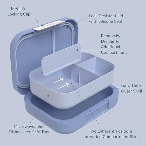 Bentgo® Modern - Leak-Resistant Bento Lunch Box For Adults, Teens, & Larger Appetites; Reusable BPA-Free Meal Prep Container with 3 or 4 Compartments, Dishwasher/Microwave Safe; 5 Cups (Dusk Blue) - color: Dusk Blue