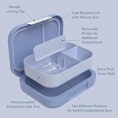 Bentgo® Modern - Leak-Resistant Bento Lunch Box For Adults, Teens, & Larger Appetites; Reusable BPA-Free Meal Prep Container with 3 or 4 Compartments, Dishwasher/Microwave Safe; 5 Cups (Dusk Blue) - color: Dusk Blue