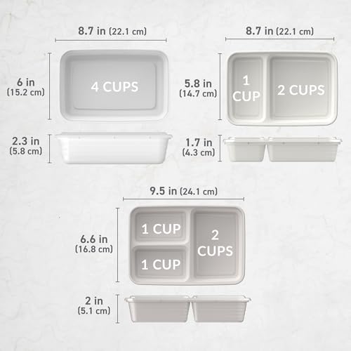 Bentgo Prep 60-Piece Meal Prep Kit - Reusable PFAS & BPA-Free Food Containers, 1-Compartment, 2-Compartment, & 3-Compartments - Microwave, Freezer, & Dishwasher Safe (White Stone) - color: White Stone