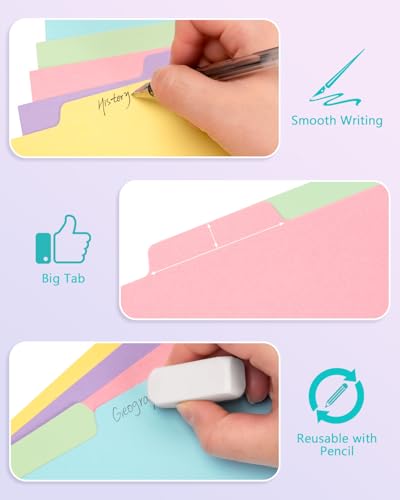Dynta 3 Ring Binder Dividers with 5 Tabs Bulk 150 Pcs/30 Sets 8.5 x 11 Inches, Letter Size, 5 Colors Durable Paper 3 Hole Punch Index Divider for Kids, Women, Students