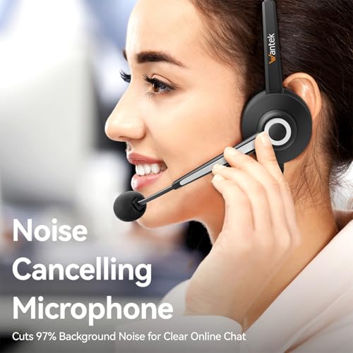 Wantek Headset wtih Mic, USB Headset with Microphone for PC, Computer Headset with Noise Canceling Microphone with Mute for Work Home Office Online Zoom Meetings
