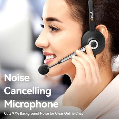 Wantek Headset wtih Mic, USB Headset with Microphone for PC, Computer Headset with Noise Canceling Microphone with Mute for Work Home Office Online Zoom Meetings