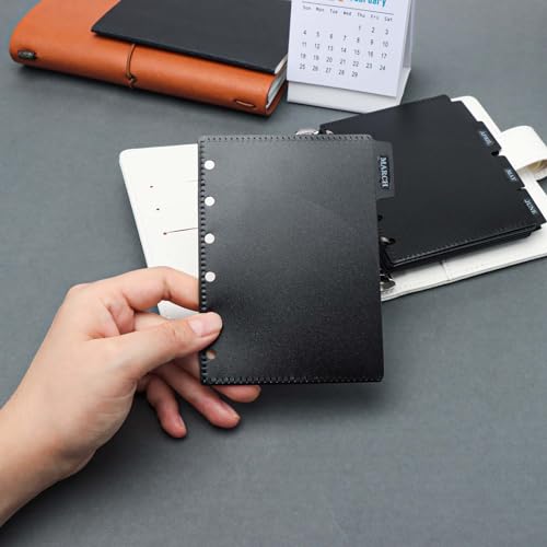 NatSumeBasics 8 Black A7 Binder Pocket Dividers 4 Tabs Mini Planner Inserts PP 2 Layer Cash Envelopes for 6 Ring Budgeting Binder Accessories Supplies (Black Pocket Dividers) - color: Black Pocket Dividers