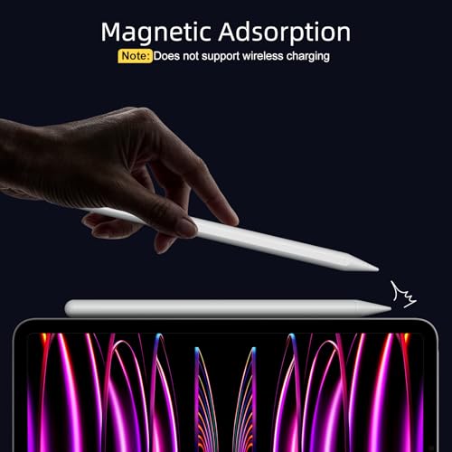 Jamjake Stylus Pen for iPad 6-11th Gen 2X Fast Charge, Palm Rejection-White | Tilt Sensitivity, USB-C Charge, Compatible with 2018-2026 Apple Pencil iPad Pro 11/12.9/13, Air 3/4/5/M2/M3/M4, mini 5/6/7 - color: White