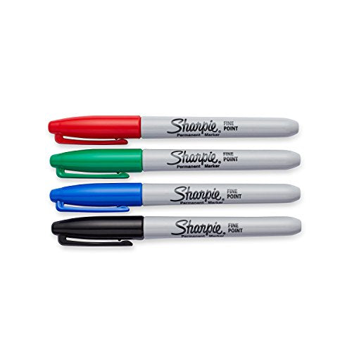 Sharpie Permanent Markers, Fine Point, Assorted Colors, 4-Pack (30074) - color: Assorted Colors, size: 4 Count (Pack of 1)