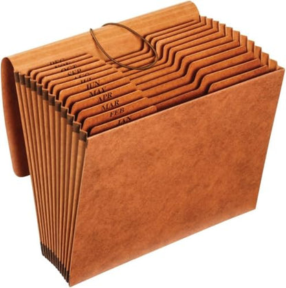 Pendaflex Heavy Duty Expanding File with Flap, Document Organizer for School, Home and Office, Portable File Organization, 12 Monthly Pockets, 1/3 Cut Tabs, Brown, Letter Size (R117MLHD) - size: 1 Count (Pack of 1), style: Expanding File