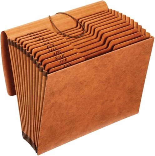 Pendaflex Heavy Duty Expanding File with Flap, Document Organizer for School, Home and Office, Portable File Organization, 12 Monthly Pockets, 1/3 Cut Tabs, Brown, Letter Size (R117MLHD) - size: 1 Count (Pack of 1), style: Expanding File