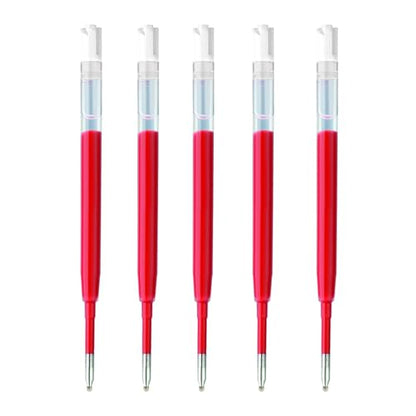 DunBong G2 Gel Ink Pen Refills, for Retractable Gel Pens, 0.5mm Fine Point, Pack of 5 (Red) - color: Red