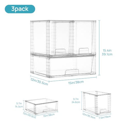 Vtopmart 6pack Clear Storage Dawers - style: 2 Wide+4 Large
