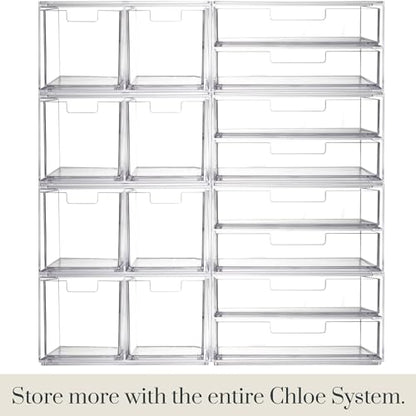 STORi Stackable Desk Organizer Drawers, Clear Pen Pencil Makeup Brush Holder for Desktops and Vanities, 4 Multi-size Drawers (Made in USA) - style: Combo Drawer Set