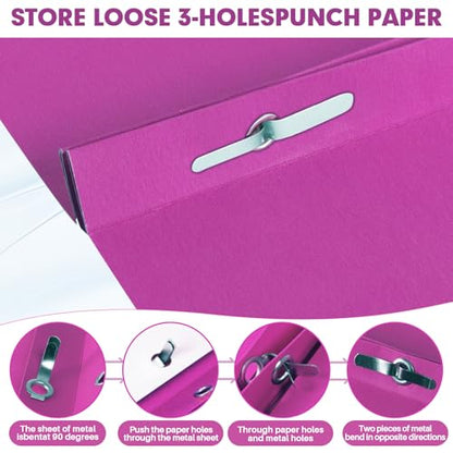 Two Pocket Folders, RAZCC 75 Pack Two Pocket Folders with Prongs, 3 Prong Folders Fit Letter Size Paper, Pocket File Folders for School Office Home Business, Rose Purple - color: Rose Purple