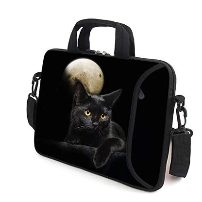 AMARY 13" 13.3" laptop sleeve chromebook case adjustable shoulder strap with handle accessory pocket (Cat) - color: Cat