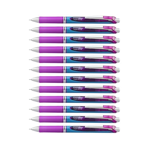 Pentel EnerGel Deluxe RTX Retractable Liquid Gel Pen, Fine Line, Needle Tip, Violet Ink, Box of 12 (BLN75-V) - color: Violet, size: 12 Count (Pack of 1)