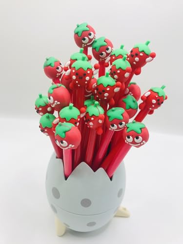 30 Pcs Cute Strawberry Gel Ink Pens, Fruit 0.5 mm Black Ink Cool Novelty Writing Pens for Ournaling, Writing, Note-Taking, Teacher Student School Party Office Home Supplies (Cute Strawberry) - style: Cute Strawberry