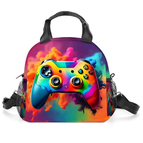 Gamer Lunch Bag Reusable Insulated Lunch Box Large Capacity Meal Tote for Kids Women Men Cooler Bag Waterproof Adjustable Shoulder Strap Game Lunch Tote for Work School Picnic Travel Hiking Office - color: Game09
