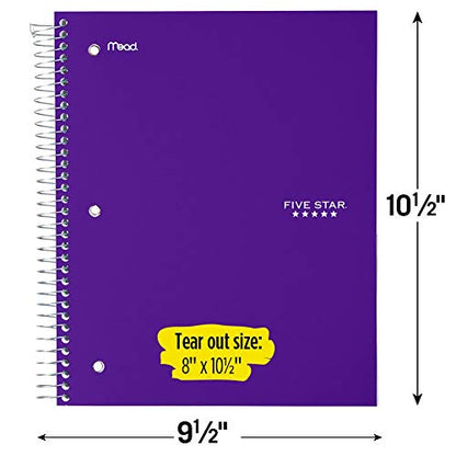 Five Star Spiral Notebook + Study App, 5 Subject, Wide Ruled Paper, 8" x 10-1/2", 200 Sheets, Fights Ink Bleed, Water Resistant Cover, Amethyst Purple (38739) - color: Amethyst Purple, size: 8" x 10.5" (Pack of 1)