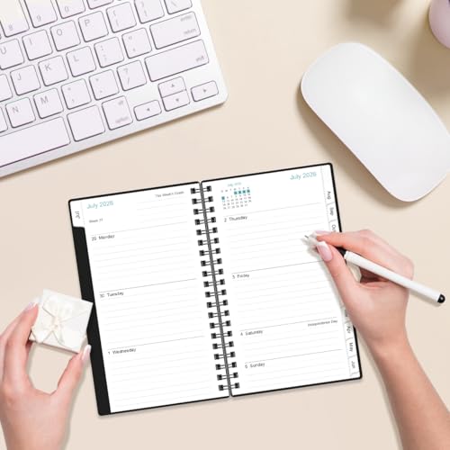 2026-2027 Pocket Planner/Calendar - 2026-2027 Planner from July 2026 - June 2027, Planner 26-27 with 12 Tabs, Twin-Wire Binding, Inner Pocket, 3.75" x 6.75, Black - color: Black, size: 3.75" x 6.75"