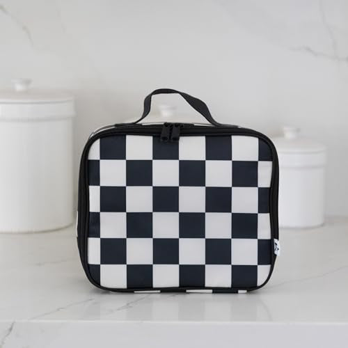 Tiny Twinkle Insulated Lunch Box for Girls and Boys | Durable and Reusable for School & Travel | Ages 3 and Up | Waterproof and Easy to Clean | PFAs and BPA Free（Black Checkers） - color: Black Checkers