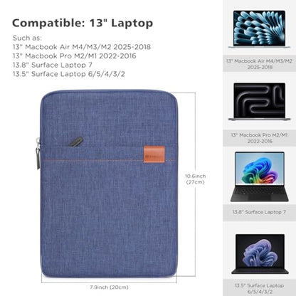 NIDOO 13 Inch Laptop Sleeve Case Protective Carrying Bag Computer Cover for 13.6" 13" MacBook Air/ 14" MacBook Pro/13 MacBook Neo/ThinkPad X13 L13 E14 L14 T14s/ Yoga 7/ ThinkBook 14/13.4" XPS 13 - color: Blue, size: 13 inch