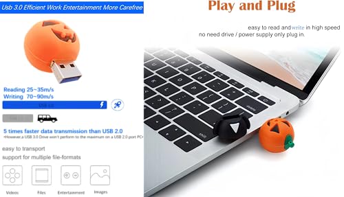 128GB USB 3.0 Flash Drive Cartoon Novelty Halloween Pumpkin Man Memory Stick Silicone Rubber Pendrive - color: Pumpkin man, size: 128GB 3.0