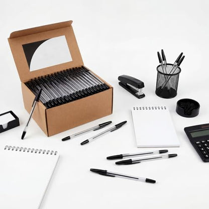 300 Pack Ballpoint Pens Bulk Black Ink 1.0mm Medium Point Click Pens Bullet Tip Refillable No Bleed Smooth Writing for Office Nurse Teacher Home Server Journal - color: Black