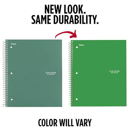Five Star Spiral Notebook + Study App, 1 Subject, Graph Ruled Paper, 8-1/2" x 11", 100 Sheets, Fights Ink Bleed, Water Resistant Cover, Seaglass Green (620000CH1) - color: Seaglass Green, size: Pack of 1