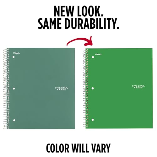 Five Star Spiral Notebook + Study App, 1 Subject, Graph Ruled Paper, 8-1/2" x 11", 100 Sheets, Fights Ink Bleed, Water Resistant Cover, Seaglass Green (620000CH1) - color: Seaglass Green, size: Pack of 1