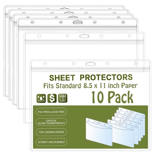 Bird Fiy Sheet Protectors 10 Pack 8.5" x 11" Waterproof Resealable Zip Wall Sign Holder Page Protectors Clear Photo Plastic Sleeves for Documents, Photos, and Wall Sign Display (Horizontal, 10 Pack) - color: Horizontal