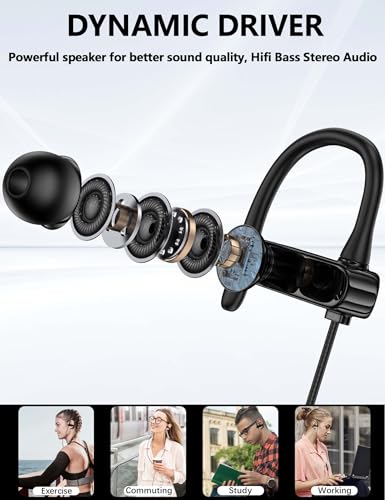 TOPAUX USB Headphone Over-Ear Hook 2.5M 8.2FT Computer Headset Black | Mute Mic USBA Earphone in-Ear Noise Cancel Wired Earbuds for Chromebook/Notebook/Teams for Zoom Office Laptop Desktop PC