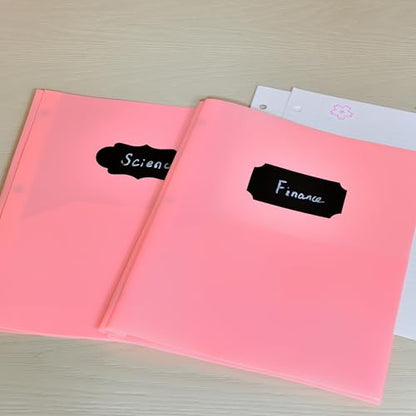 Youngever 6 Pack Heavy Duty Plastic Two Pocket Folders with 3 Prongs, Metal Prongs Fastener, Heavy Duty Plastic 2 Pocket Folder (Pink) - color: Pink