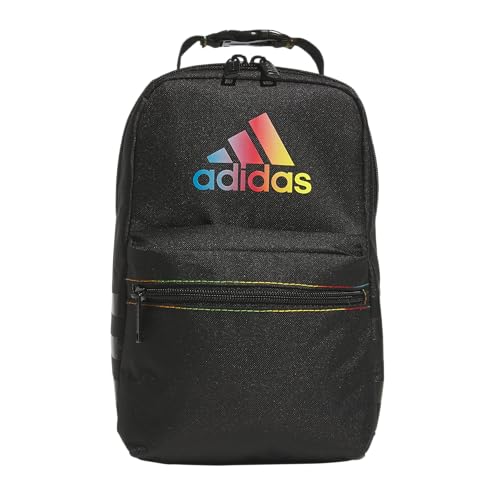adidas Santiago Lunch Bag Cooler for Women and Men, Insulated Food Container Box with Mesh Pocket, Black Rainbow/3.0, One Size - color: Carbon Grey/Rose Gold/3