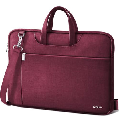 Ferkurn Laptop Case Bag Women Men Computer Sleeve with Shoulder Compatible with HP/Inspiron/Thinkpad/Vivobook/MSI/Surface, 17.3 inch, Red - color: Wine Red, size: 17.3 inch