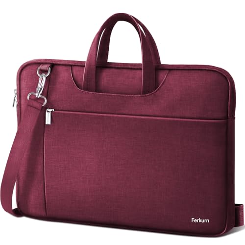 Ferkurn Laptop Case Bag Women Men Computer Sleeve with Shoulder Compatible with HP/Inspiron/Thinkpad/Vivobook/MSI/Surface, 17.3 inch, Red - color: Wine Red, size: 17.3 inch