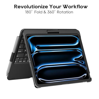 edaiser Swivel Keyboard Case for iPad Pro 11-inch M5 M4 (2025 2024) Black | 360° Rotatable Protective Cover with Pencil Holder | Multi-Touch Trackpad | RGB Backlit | A3357 A3358 A3359 A2836 A2837 A3006 - color: Black, size: iPad Pro 11" (M4/M5)