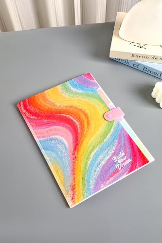 Cute Expanding File Folder - 5 Pockets Accordion Document Organizer, Waterproof Poly Plastic, A4/Letter Size for School Office Home - Rainbow - style: Rainbow