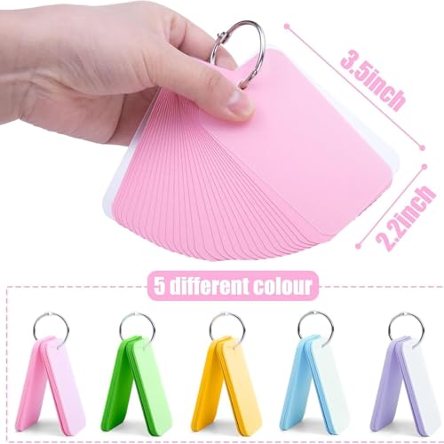 Flash Cards Bundle – 250PCS with Rings (2.2 x 3.5 Inch) + 1500PCS Bulk Cards for Studying, Note-Taking, Vocabulary, Memory, Exam Prep, School, Office & Home