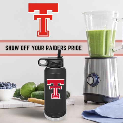 Texas Tech 32oz Stainless Steel Double Walled Black Beverage Bottle with Flip Straw Spout - College Gear for Playoff Season – For Office, Home or Auto – Show your Red Raider Prider - style: Texas Tech / Black