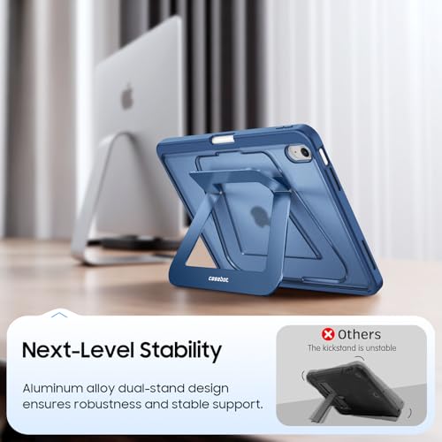 Fintie Shockproof Case for iPad (A16) 11th Generation 11 Inch (2025), iPad 10th Generation 10.9 Inch (2022) - [Built-in Pencil Holder] Slim Frosted Hard Cover with Multi-Angle Kickstand, Navy Blue - color: Navy Blue